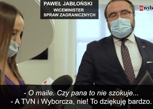 Paweł Jabłoński w rozmowie z dziennikarzami 
