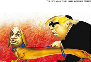 Karykatura w „New York Timesie” z Donaldem Trumpem i Benjaminem Netanjahu