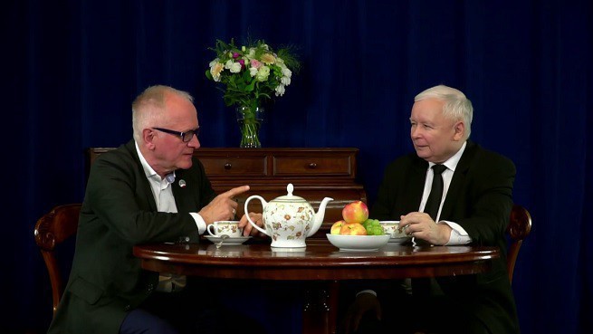 Krzysztof Czabański i Jarosław Kaczyński w spocie wyborczym Czabańskiego