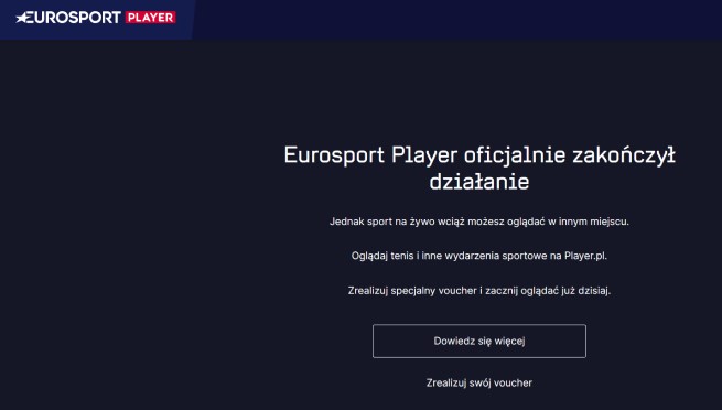 Komunikat dla użytkowników Eurosport Playera