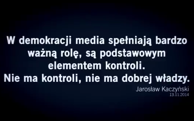 Kadr ze spotu TVN24 ze słowami Jarosława Kaczyńskiego