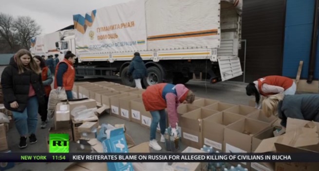 Propagandowy materiał Russia Today o pomocy dla Ukraińców