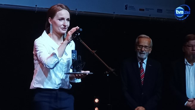 Brygida Grysiak podczas wręczenia nagrody PIKE, fot. TVN24.pl