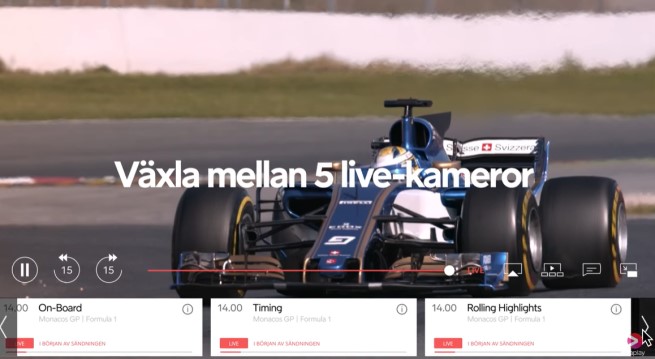 Promo z transmisji Formuły 1 Viaplay w Szwecji