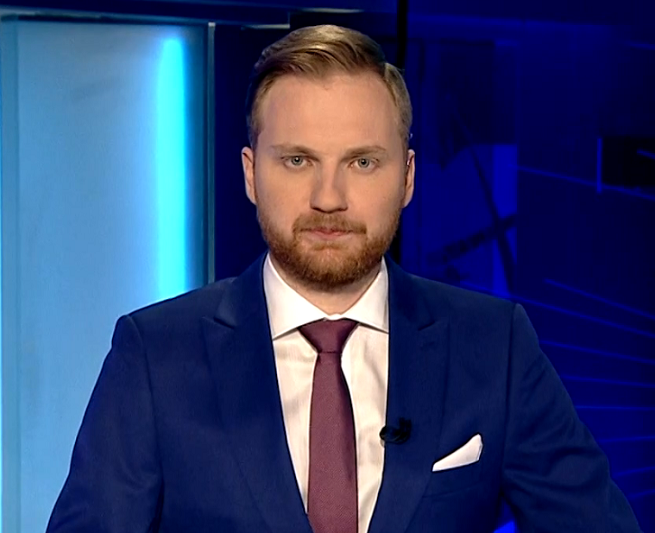Antoni Trzmiel w „Wiadomościach”, fot. TVP