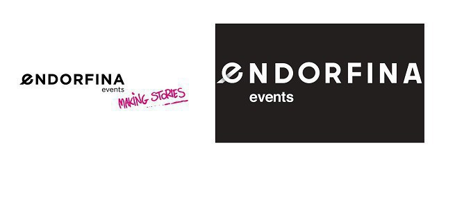 Po lewej: nowy logotyp endorfiny events, po prawej poprzednia wersja