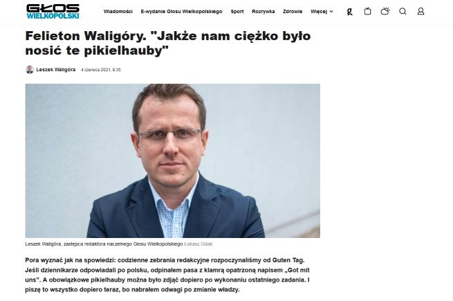 Felieton ukazał się również w serwisie dziennika (screen: Gloswielkopolski.pl)