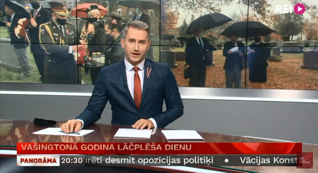 Program informacyjny w łotewskiej telewizji publicznej, fot. YouTube