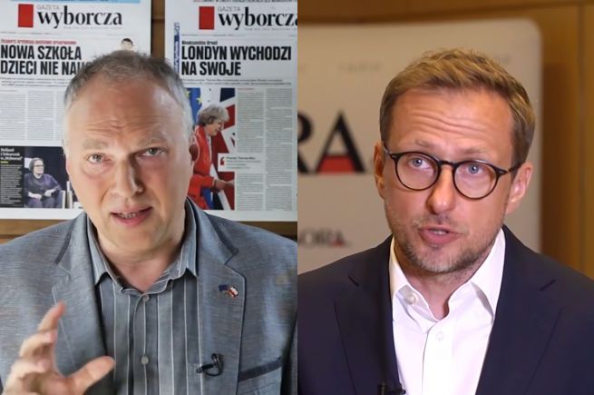 Jarosław Kurski i Bartosz Hojka (screen: YouTube/Gazeta Wyborcza; YouTube/inwestorzy.tv)