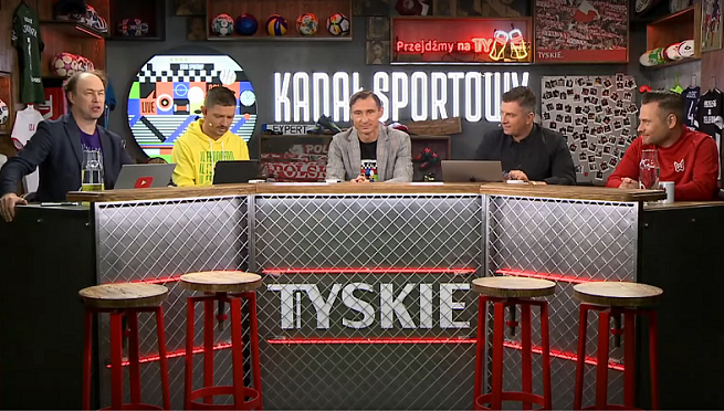 Główni twórcy Kanału Sportowego i jego prezes Maciej Sawicki