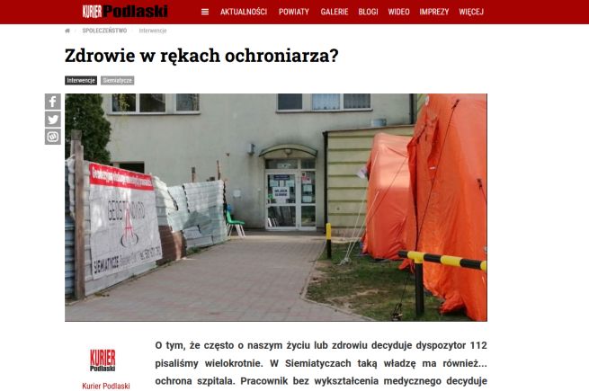 Artykuł ukazał się także w internetowym serwisie (screen: Kurierpodlaski.pl)
