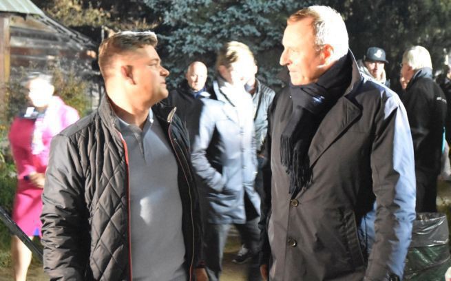 Zenek Martyniuk i Jacek Kurski na planie filmu o Martyniuku, fot. Marek Kwiecień