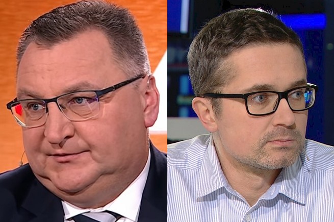 Czesław Michniewicz i Szymon Jadczak, fot. TVP Sport / TVN24