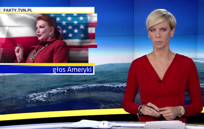 Anita Werner zapowiadająca materiał o komentarzach nt. listu ambasadorki USA, fot. TVN