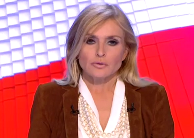 Monika Olejnik w czasie debaty prezydenckiej, fot. TVN