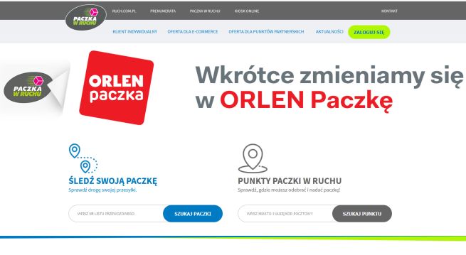 Orlen Paczka zastąpi Paczkę w Ruchu (screen: Paczkawruchu.pl)